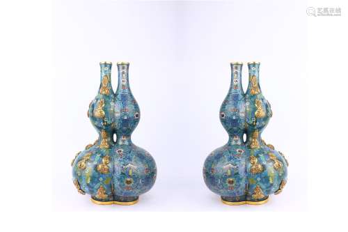 Two Cloisonne Conjoined Vases ,Qing Dynasty