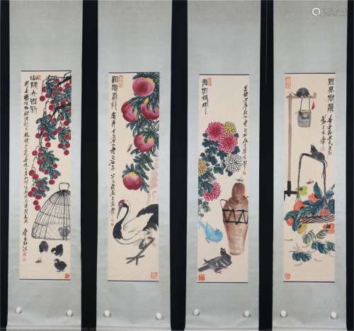 A Set of Four Paintings  by  Qi Baishi