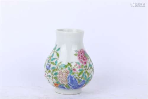 Old Collection. Famille Rose Zun Vase with Floral Design