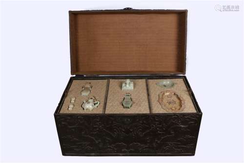 A Set of Royal Court Stationary Jade Wares  of the Palace of the Qing Rulers