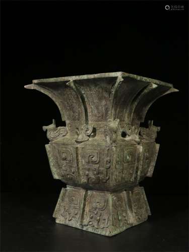 Quality Good. Old Collection.Exquisite Square Bronze Vase