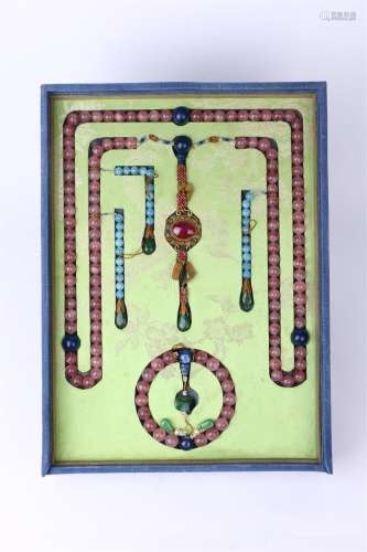 Rose Quartz Court Beads,Qing Dynasty