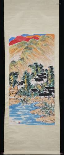 Vertical Painting : Viewing Mountain  by Wu Guanzhong