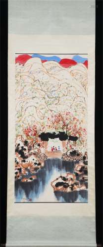Vertical Painting : Viewing a Pavilion by the Riverside    by Wu Guanzhong