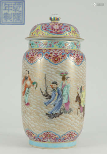 QIANLONGNIANZHI MARK FAMILLE ROSE GLAZE JAR