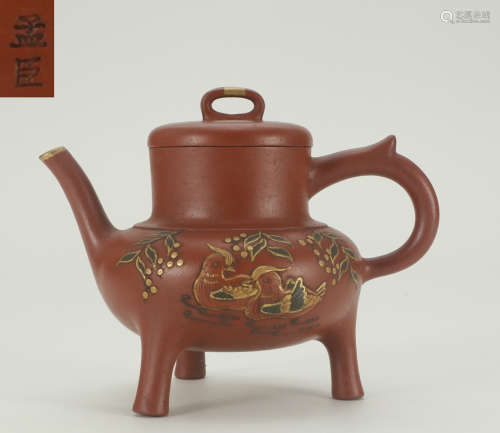 MENGCHEN MARK ZISHA CARVED POT