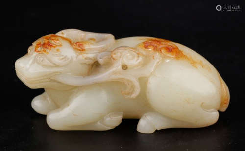 HETIAN JADE CARVED COW SHAPED PENDANT