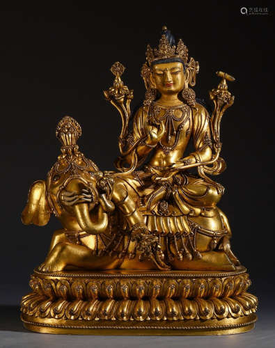 GILT BRONZE CAST GUANYIN BUDDHA STATUE