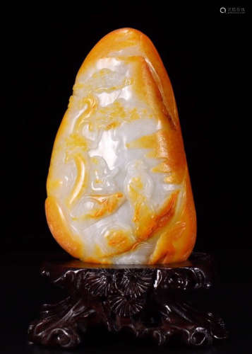 HETIAN JADE CARVED FIGURE SHAPED STATUE