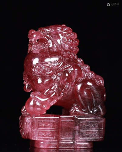 TOURMALINE CARVED LION SHAPED SEAL