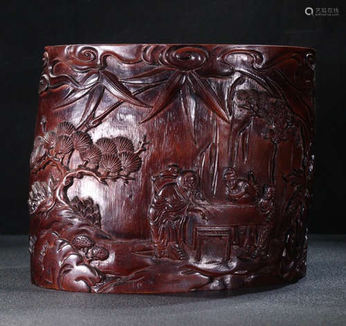 BAMBOO CARVED BRUSH POT