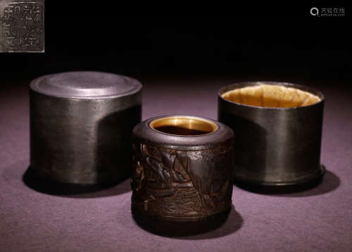 SET OF CHENXIANG WOOD CARVED RING