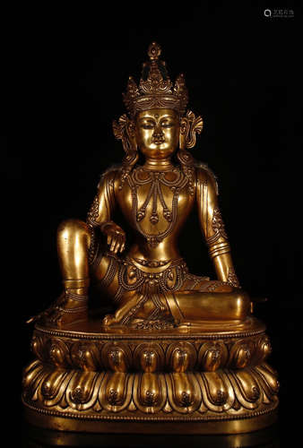 GILT BRONZE CAST TARA BUDDHA STATUE