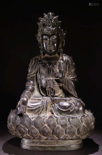 TIBETAN COPPER CAST GUANYIN BUDDHA STATUE