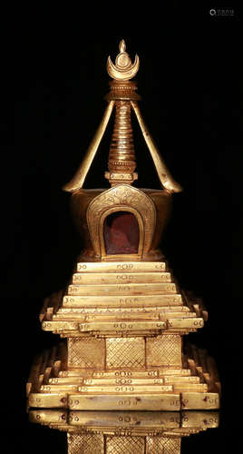 GILT BRONZE CAST PAGODA