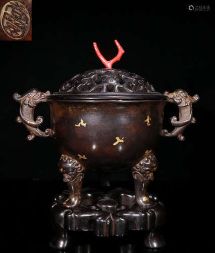 COPPER CAST BEAST PATTERN CENSER