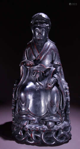 ZITAN WOOD CARVED BUDDHA STATUE