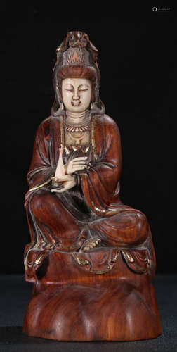 HUANGHUALI WOOD GUANYIN BUDDHA STATUE