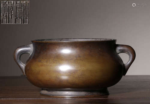 XUANDENIANZHI MARK GILT BRONZE CENSER