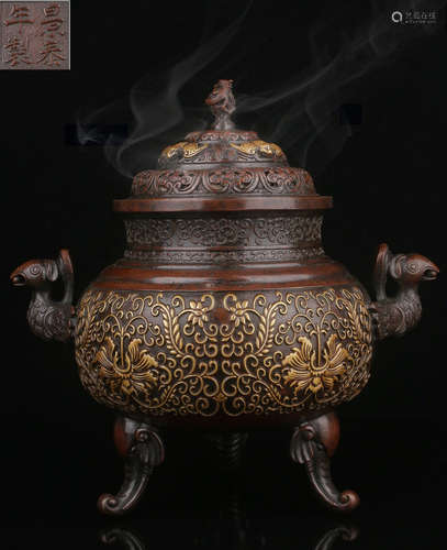 JINGTAINIANZHI MARK GILT BRONZE CENSER