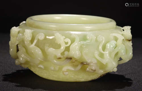 HETIAN JADE CARVED JAR