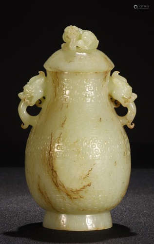 HETIAN JADE CARVED VASE