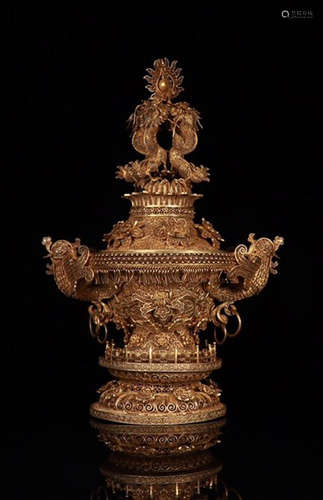 GILT BRONZE CAST CONTAINER