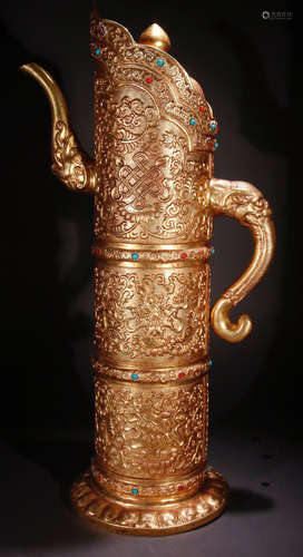 QIANLONGNIANZHI MARK GILT BRONZE WITH GEN DECORATED VESSEL