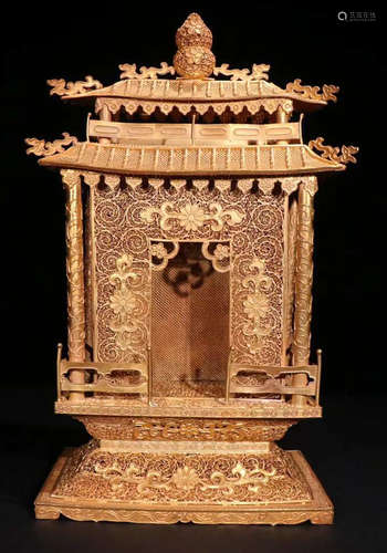 GILT SILVER CAST PAGODA