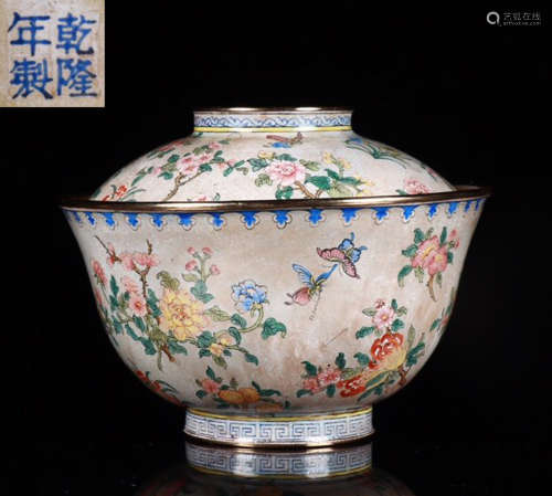ENAMELED GLAZE CUP WITH FLOWER PATTERN