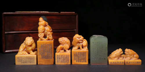 SET OF SOAPSTONE CARVED SEAL