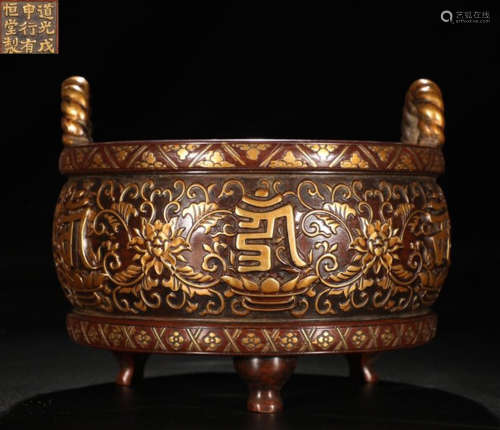 GILT BRONZE LOTUS PATTERN CENSER