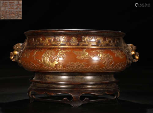 GILT BRONZE BEAST PATTERN CENSER