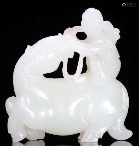 HETIAN JADE HORSE&CHILD SHAPE PENDANT