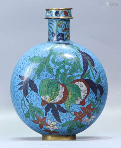 JINGTAI MARK CLOISONNE PEACH PATTERN VASE