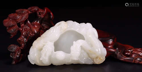 HETIAN JADE DRAGON PATTERN BRUSH WASHER