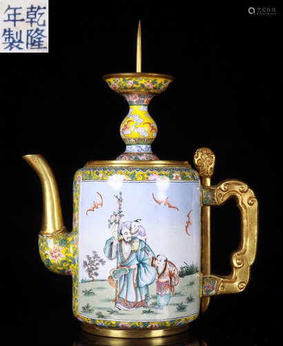 QIANLONG MARK ENAMELED GLAZE AUSPICIOUS POT