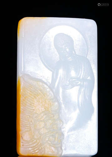 HETIAN JADE BUDDHA PATTERN TABLET