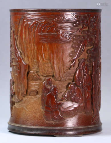 BAMBOO CARVED BRUSH POT
