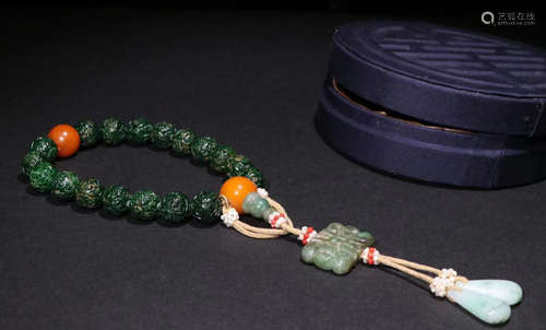 JADEITE AUSPICIOUS PATTERN BRACELET