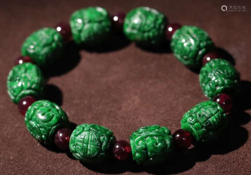 JADEITE BRACELET WITH TOURMALINE