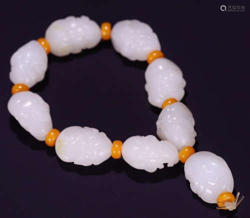 HETIAN JADE ARHAT PATTERN BRACELET