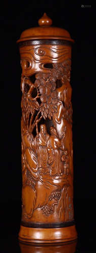 HUANGYANG WOOD FIGURE STORY INCENSE HOLDER