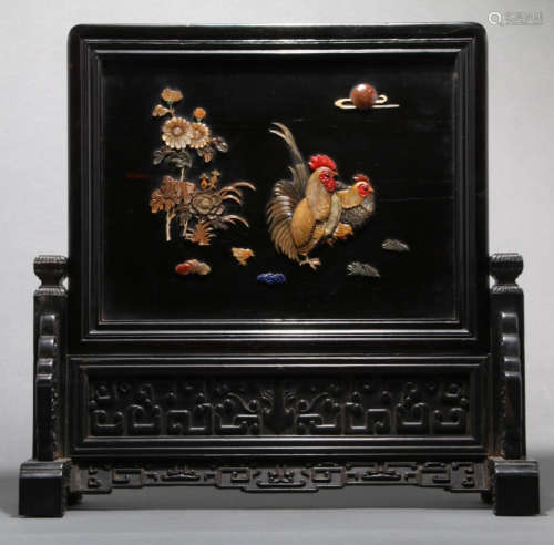 ZITAN WITH GEM ROOSTER PATTERN SCREEN