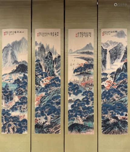 SET OF GUAN SHANYUE LANDSCAPE PATTERN PAINTINGS