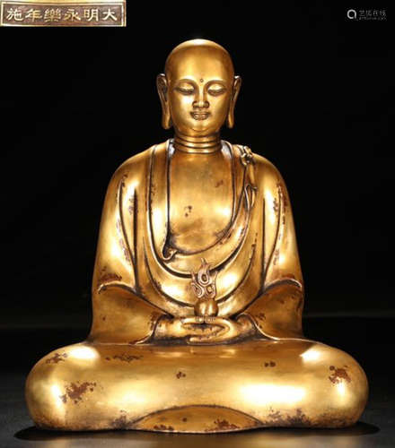 YONGLE MARK GILT BRONZE KSITIGARBHA STATUE