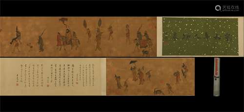 Quality Good. Long Scroll :Figure Painting  by Liu Songnian ,Song Dynasty