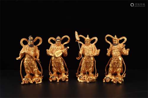 Gilt Copper  Statue of the Four Heavenly Kings ,Ming Dynasty