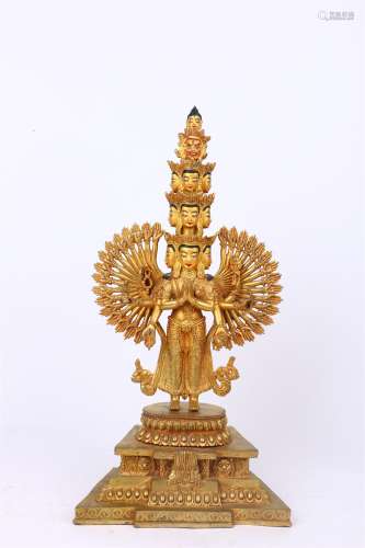 Eleven-faced Gilt Copper Thousand-Hand Avalokitesvara