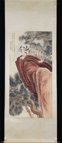 Vertical Painting : A Tyger in the Pine Forest   by Zhang Shanzi